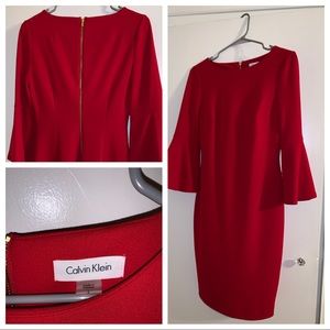 Calvin Klein Size 4 Red Dress